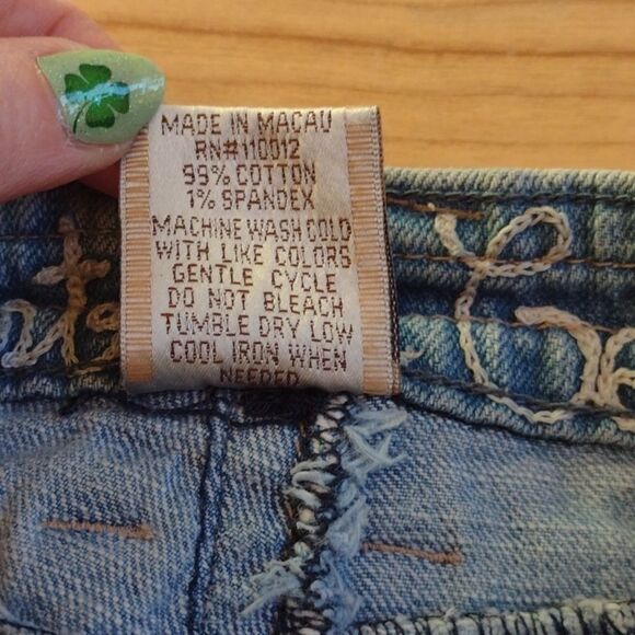 Industrial Cotton Medium Wash Denim Capri Jeans with Exposed Stitching Size 3 - Picture 9 of 13